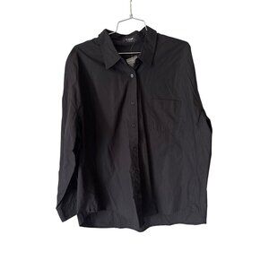 The Workshop Shirt Size Large Button Front Long Sleeve Black Cotton Career Work